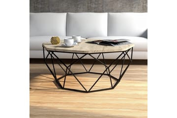 Almasi Ovalt Sofabord 90 cm i Sten med Metalstel - Beige - Møbler - Borde - Sofabord