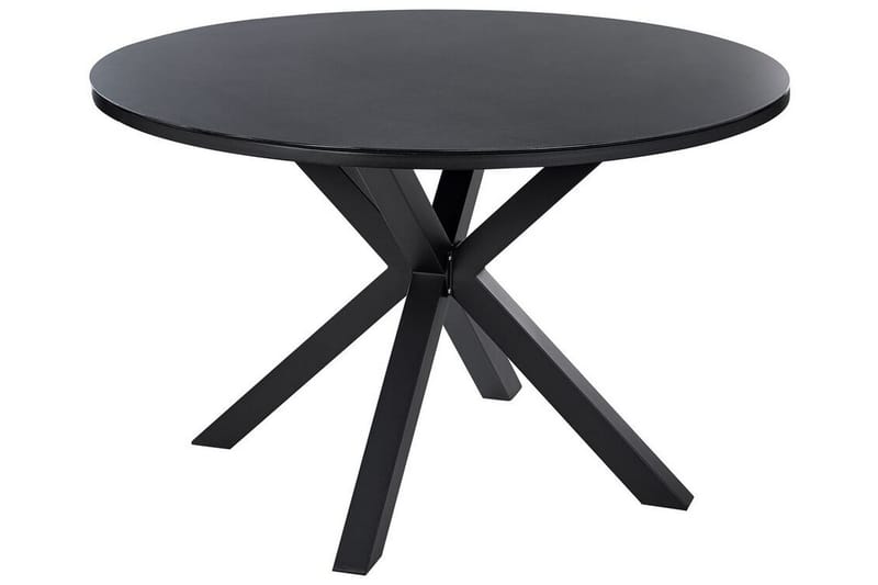 Altona Rundt Spisebord 120 cm med Glasplade, Sten- og Metaludseende, Sort