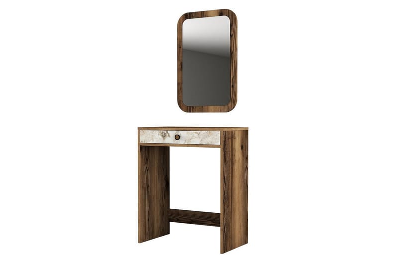 Ameias Toiletbord 70 cm - Valnød/Hvid/Marmor - Møbler - Borde - Sminkebord & konsolbord