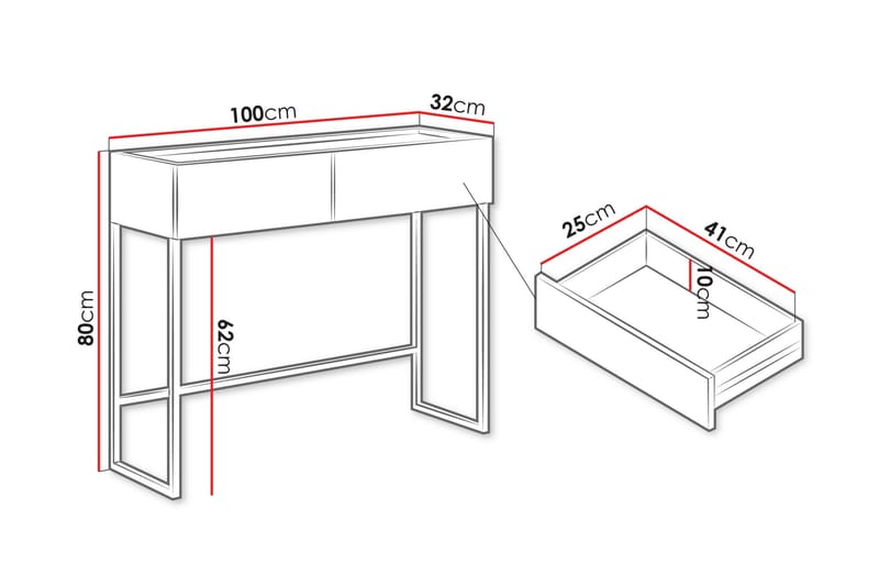 Amelus Sminkebord 100 cm - Cashmere - Møbler - Borde - Sminkebord & konsolbord