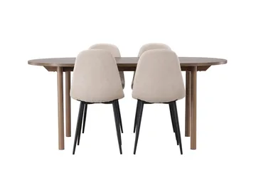 Andy spisebord 180x90 cm brun med 4 Polar spisebordsstole - Møbler - Borde - Spisebordssæt