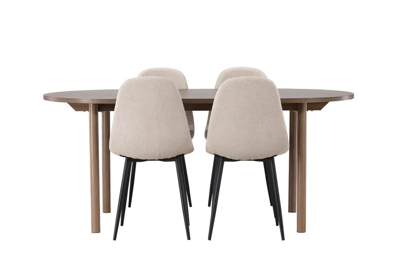 Andy spisebord 180x90 cm brun med 4 Polar spisebordsstole - Møbler - Borde - Spisebordssæt
