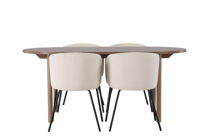 Andy Spisebordssæt 180 cm Oval med 4 Berit Stole, Beige