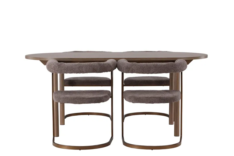 Andy Spisebordssæt 180 cm Oval med 4 Morning Stole, Brun