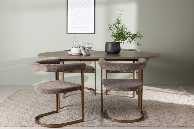 Andy Spisebordssæt 180 cm Oval med 4 Morning Stole - Brun - Møbler - Borde - Spisebordssæt