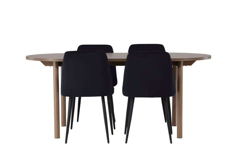 Andy Spisebordssæt 180 cm Oval med 4 Night Stole, Svart