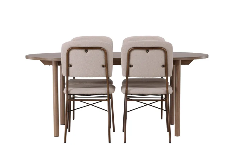Andy Spisebordssæt 180 cm Oval med 4 Seda Stole, Beige