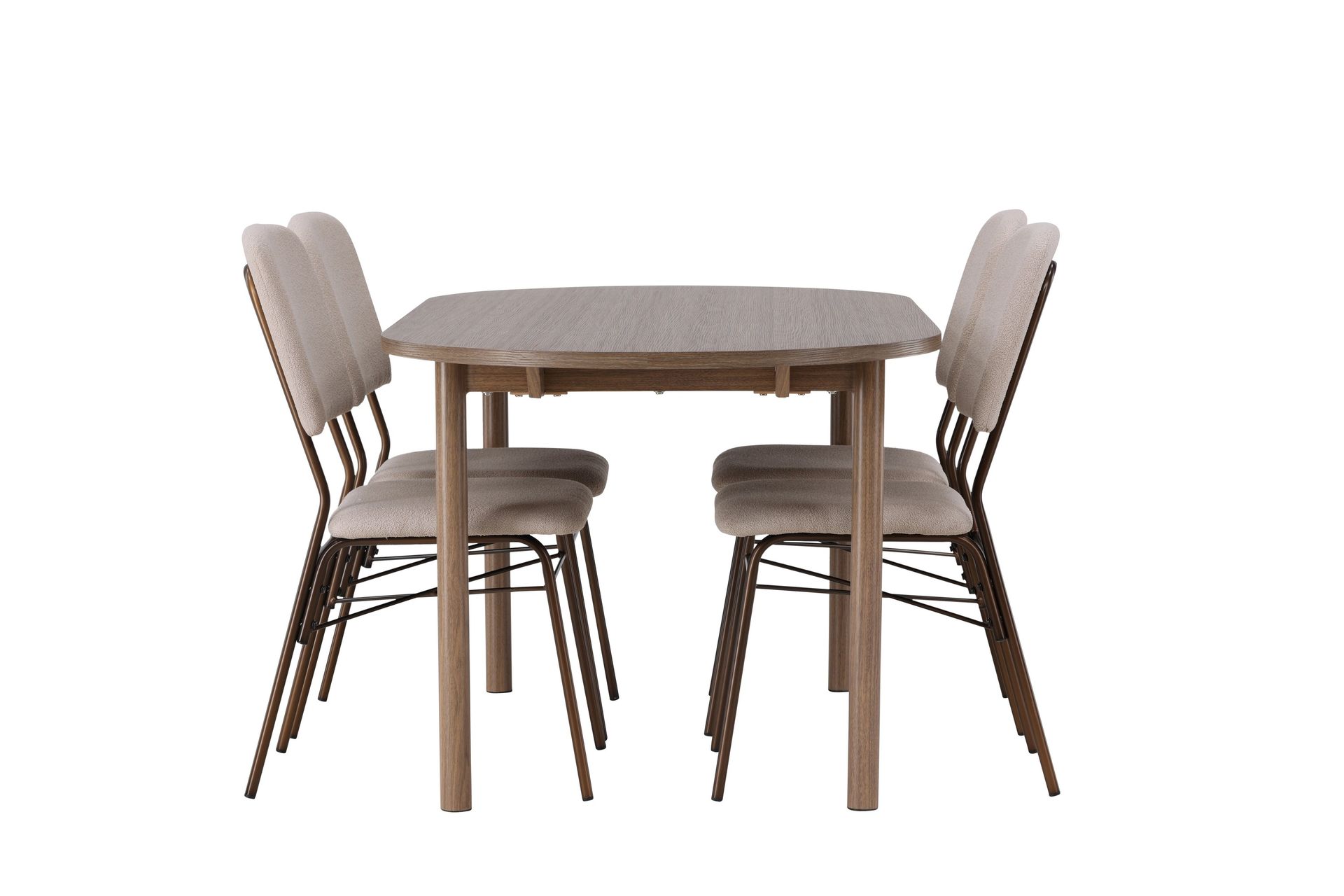 Andy Spisebordssæt 180 cm Oval med 4 Seda Stole - Beige - Møbler - Borde - Spisebordssæt