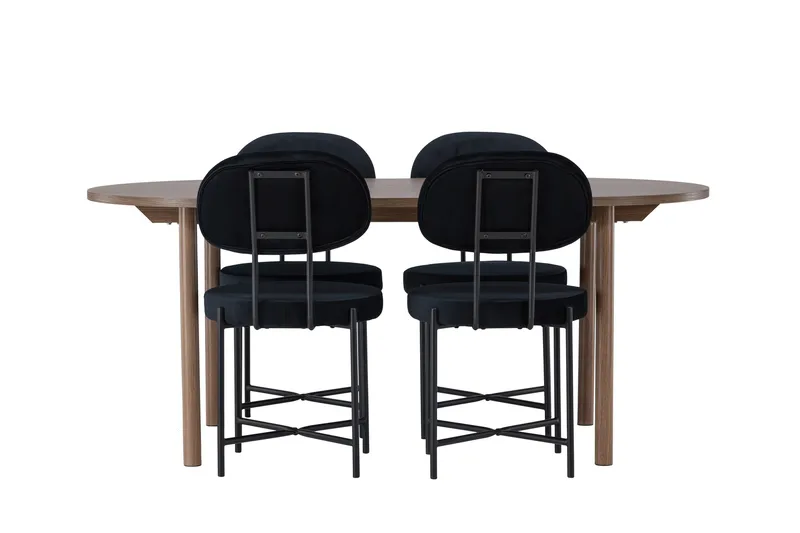 Andy Spisebordssæt 180 cm Oval med 4 Stella Stole, Svart