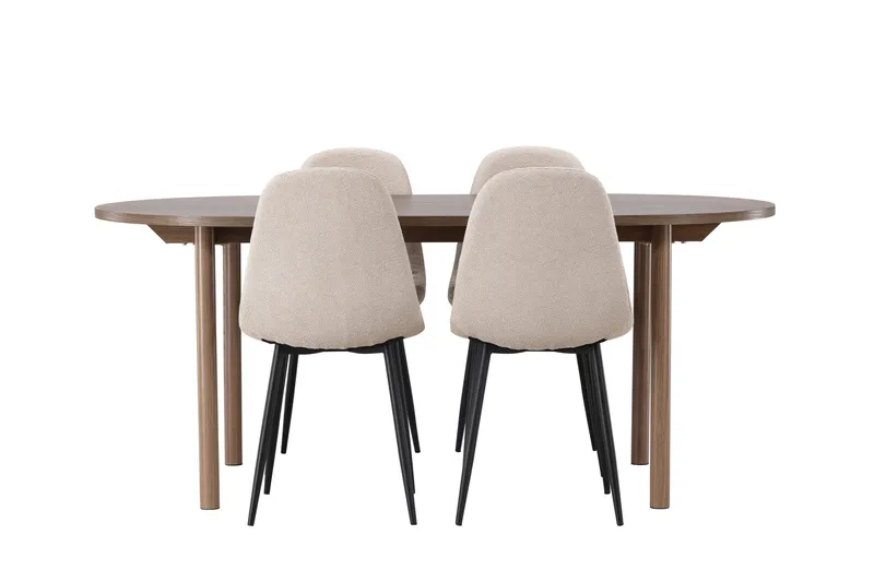 Andy Spisebordssæt 180 cm Oval med 4 Polar Stole, Beige