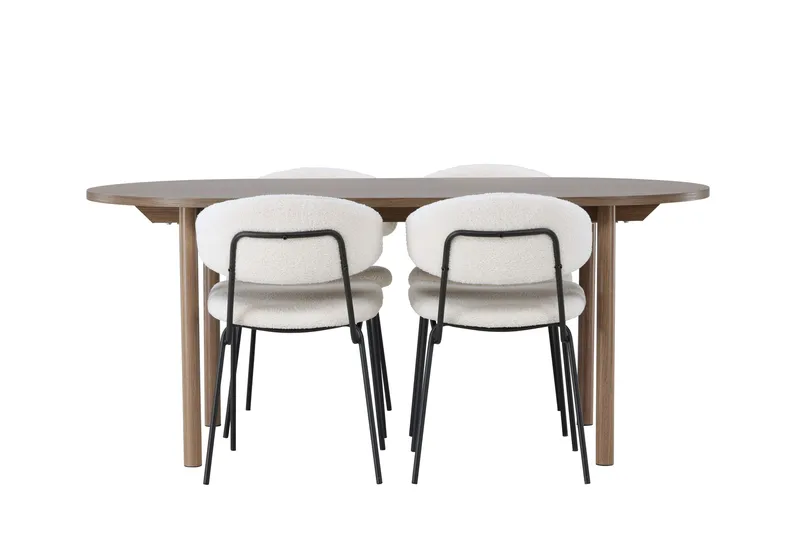 Andy Spisegruppe 180 cm Oval med 4 Chico stole, Natur