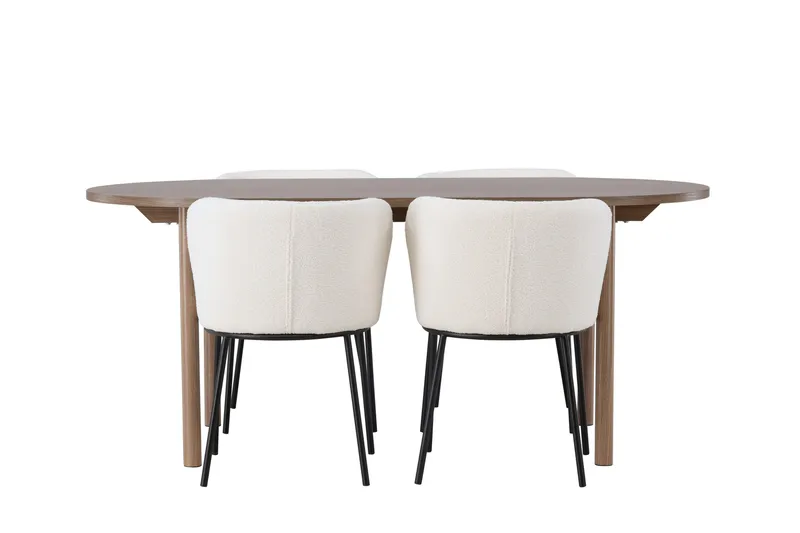 Andy Spisegruppe 180 cm Oval med 4 Edina Stole, Natur