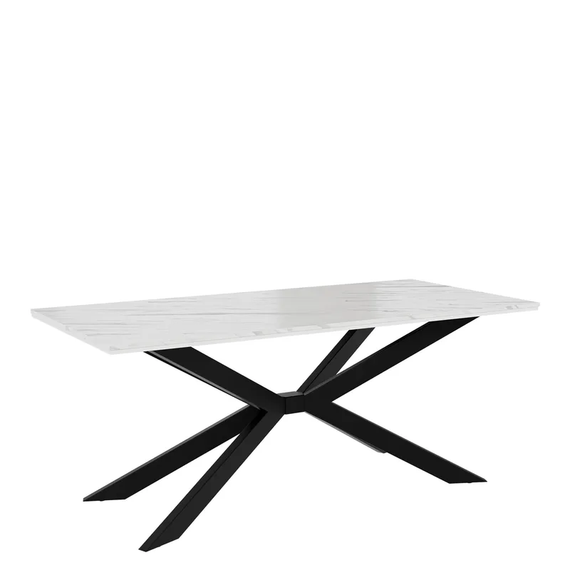 Aplung Spisebord 190 cm Rektangulær, Hvid/Sort