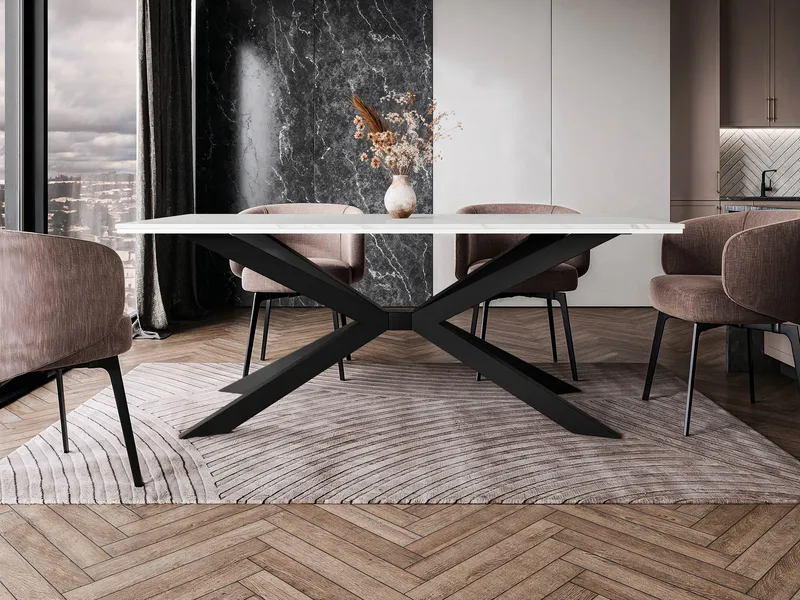 Aplung Spisebord 190 cm Rektangulær - Hvid/Sort - Møbler - Borde - Spisebord og køkkenbord