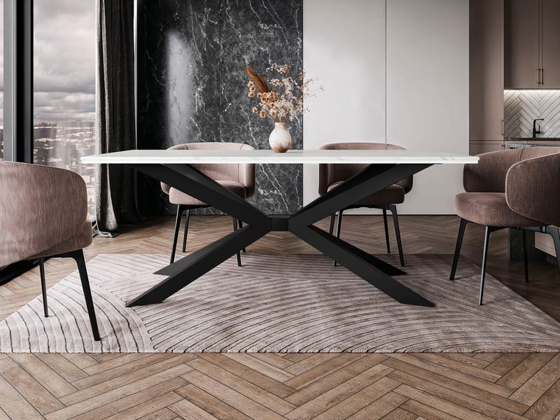 Aplung Spisebord 190 cm Rektangulær - Hvid/Sort - Møbler - Borde - Spisebord og køkkenbord