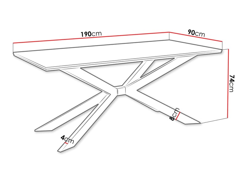 Aplung Spisebord 190 cm Rektangulær - Sort/Grå - Møbler - Borde - Spisebord og køkkenbord