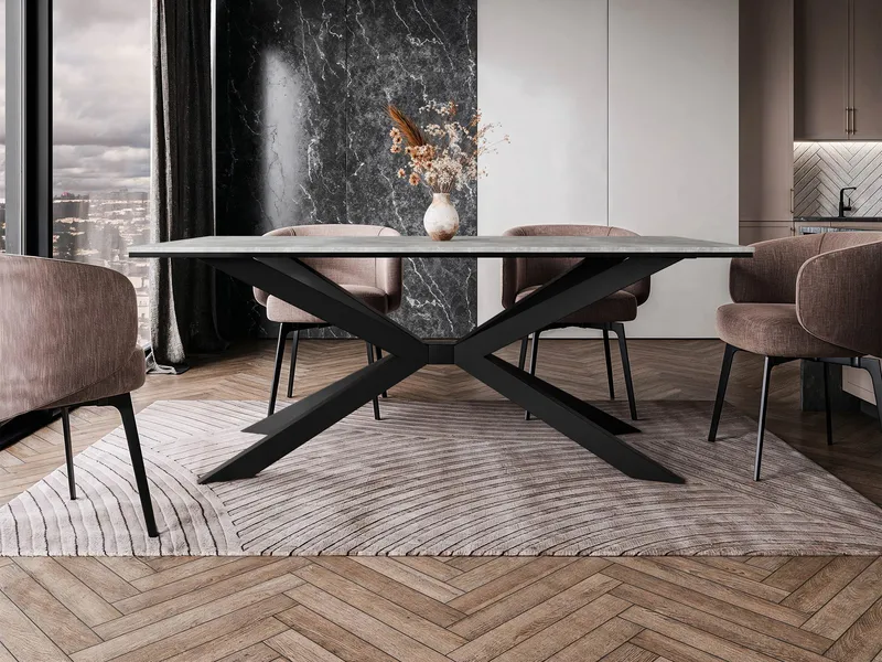 Aplung Spisebord 190 cm Rektangulær - Sort/Grå - Møbler - Borde - Spisebord og køkkenbord