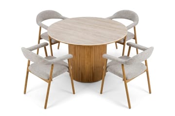 Arvo rund spisegruppe 120 cm eg med 4 Ronja spisebordsstole - Eg - Møbler - Borde - Spisebordssæt
