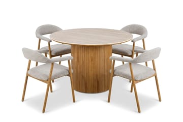 Arvo rund spisegruppe 120 cm eg med 4 Ronja spisebordsstole - Eg - Møbler - Borde - Spisebordssæt