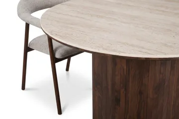 Arvo rund spisegruppe 120 cm Travertinlook med 4 Ronja spisebordsstole - Valnød - Møbler - Borde - Spisebordssæt