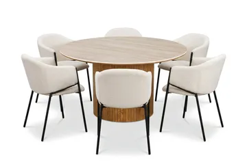 Arvo rund spisegruppe 150 cm eg med 6 Filip spisebordsstole - Eg - Møbler - Borde - Spisebordssæt