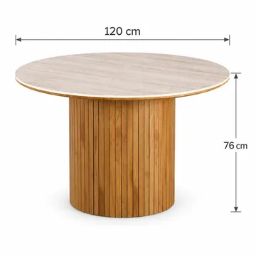 Arvo rundt spisebord 120 cm Travertin - Eg - Møbler - Borde - Spisebord og køkkenbord