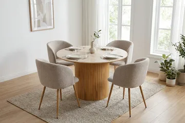 Arvo Rundt Spisebord 120 cm Travertinlook - Eg - Møbler - Borde - Spisebord og køkkenbord