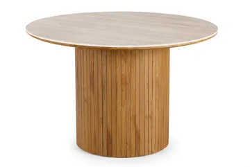 Arvo Rundt Spisebord 120 cm Travertinlook - Eg - Møbler - Borde - Spisebord og køkkenbord