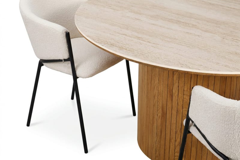 Arvo spisegruppe rund 150 cm eg med 6 Filip spisestole - Eg/Hvid - Møbler - Borde - Spisebordssæt