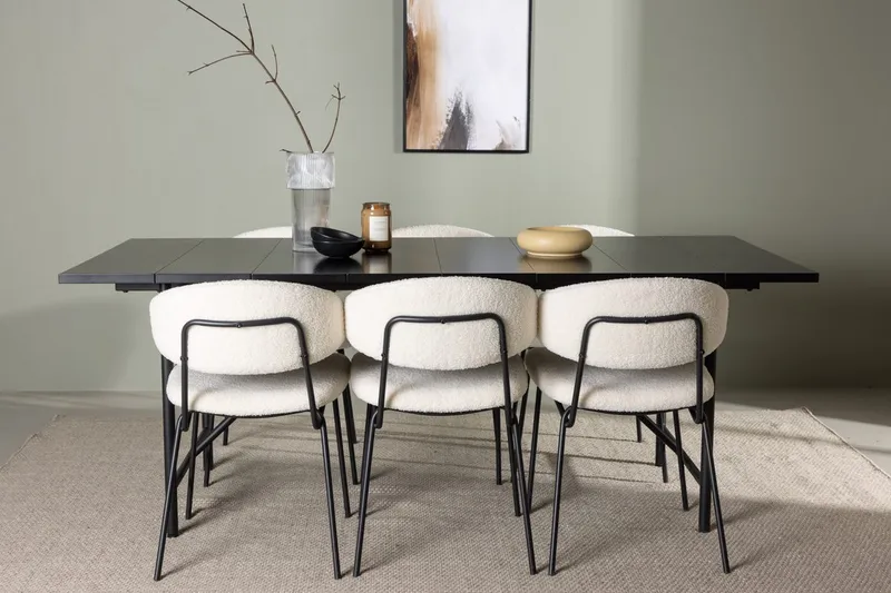 Astrid spisebord 90 cm med 6 Chico spisebordsstole