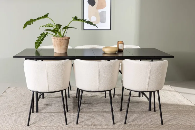 Astrid Spisebord 90 cm med 6 Edina Spisestole