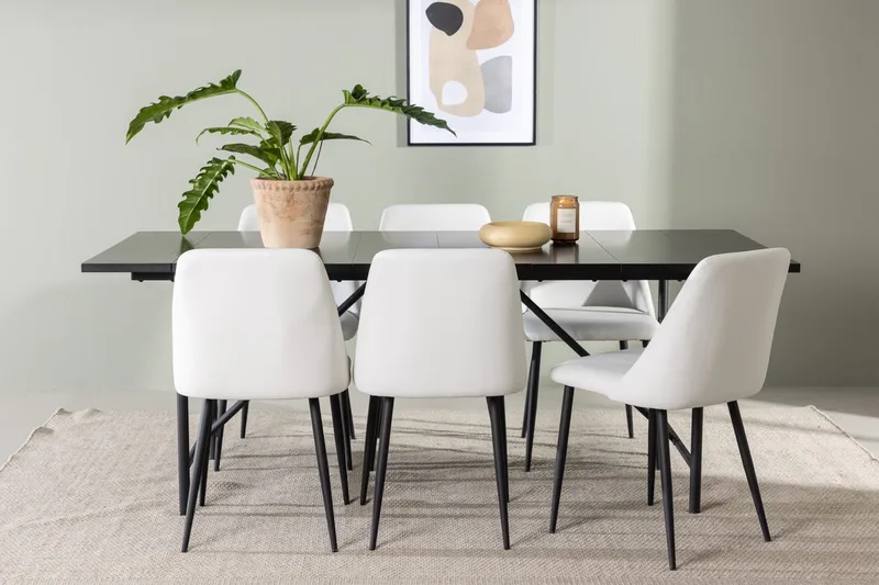 Astrid spisebord 90 cm med 6 Night spisebordsstole