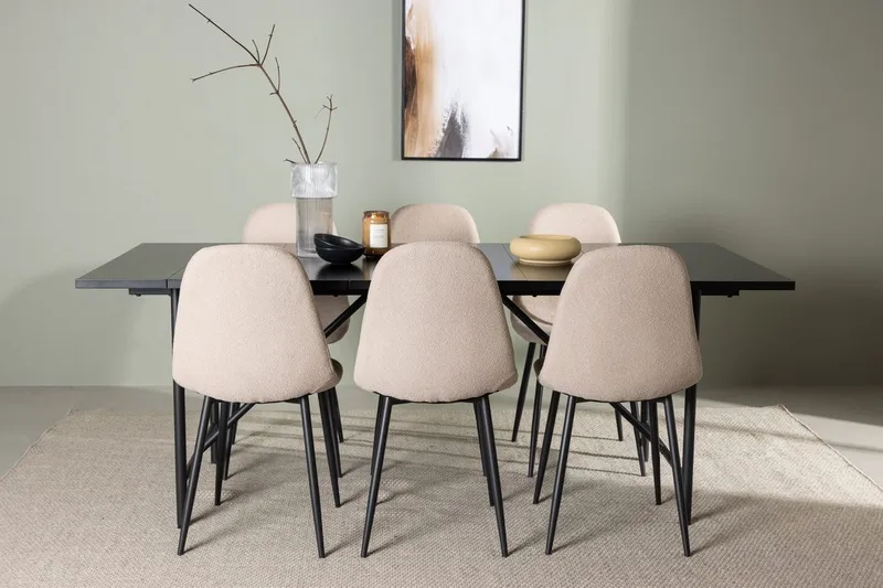 Astrid spisebord 90 cm med 6 Polar spisebordsstole