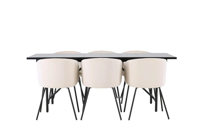 Astrid Spisebordssæt 200 cm Rektangulær med 6 Berit Stole, Beige