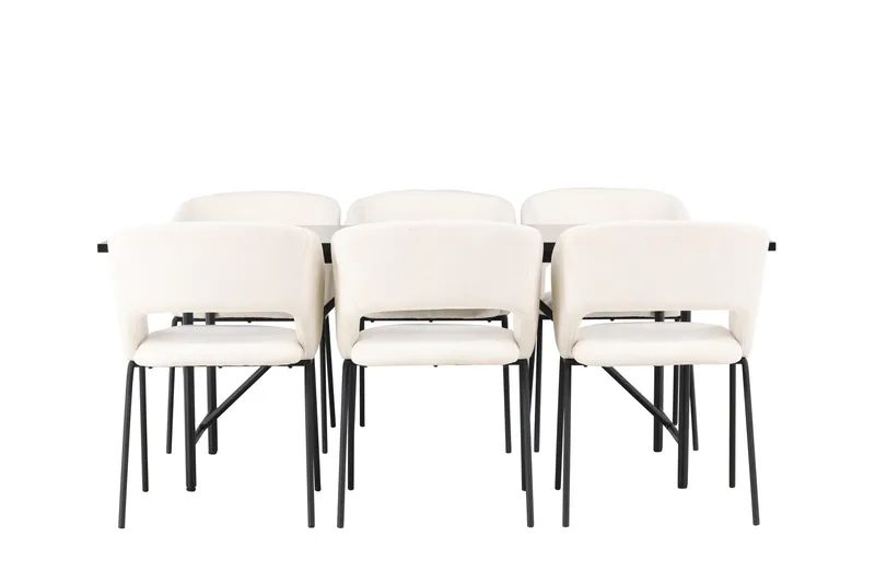 Astrid Spisebordssæt 200 cm Rektangulær med 6 Day Stole, Svart