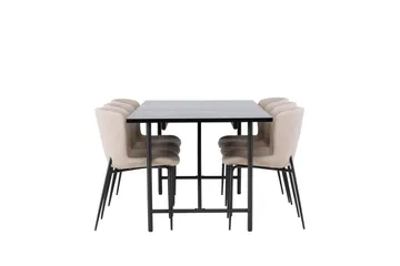 Astrid Spisebordssæt 200 cm Rektangulær med 6 Modesto Stole - Beige - Møbler - Borde - Spisebordssæt