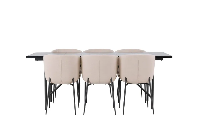 Astrid Spisebordssæt 200 cm Rektangulær med 6 Modesto Stole, Beige