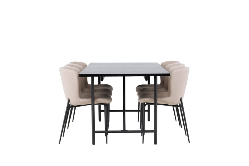 Astrid Spisebordssæt 200 cm Rektangulær med 6 Modesto Stole - Beige - Møbler - Borde - Spisebordssæt