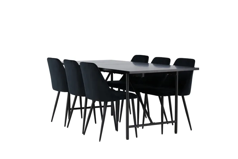 Astrid Spisebordssæt 200 cm Rektangulær med 6 Night Stole - Svart - Møbler - Borde - Spisebordssæt