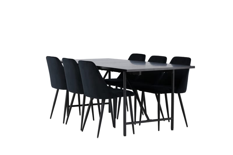 Astrid Spisebordssæt 200 cm Rektangulær med 6 Night Stole - Svart - Møbler - Borde - Spisebordssæt