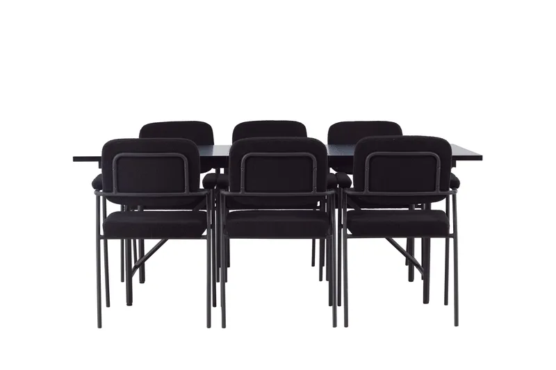 Astrid Spisebordssæt 200 cm Rektangulær med 6 Yesterday Stole, Svart