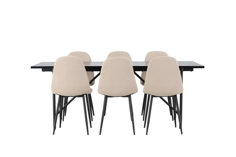 Astrid Spisebordssæt 200 cm Rektangulær med 6 Polar Stole, Beige