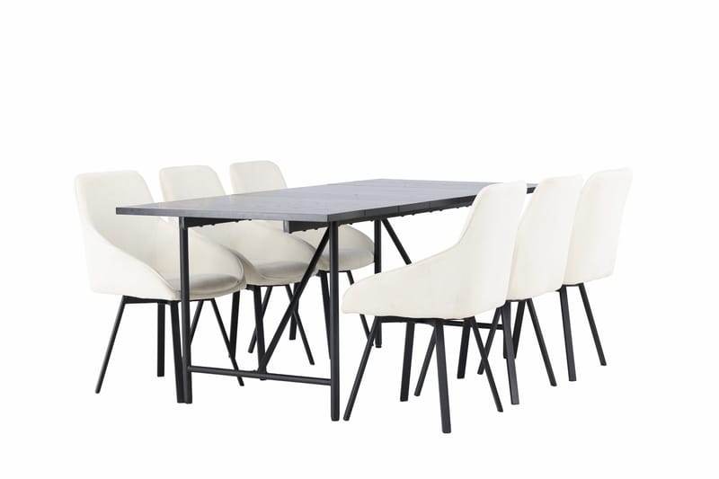 Astrid Spisegruppe 200 cm Rektangulær med 6 Rosie stole - Beige - Møbler - Borde - Spisebordssæt