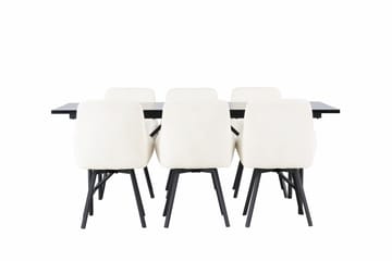 Astrid Spisegruppe 200 cm Rektangulær med 6 Rosie stole - Beige - Møbler - Borde - Spisebordssæt