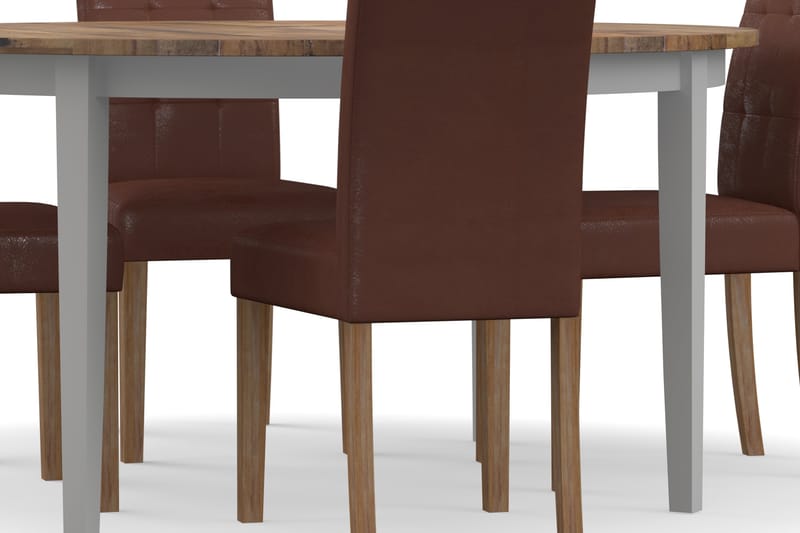 Asuma Spisebord 150 cm Rundt med 4st Viktor Spisebordsstol - Antik - Spisebordssæt