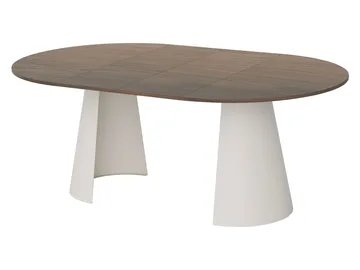 Aurion rundt spisebord med udtræk 100-176 cm - travertinbeige og matsort - Møbler - Borde - Spisebord og køkkenbord