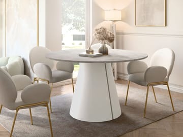 Aurion rundt spisebord med udtræk 100-176 cm - travertinbeige - Møbler - Borde - Spisebord og køkkenbord