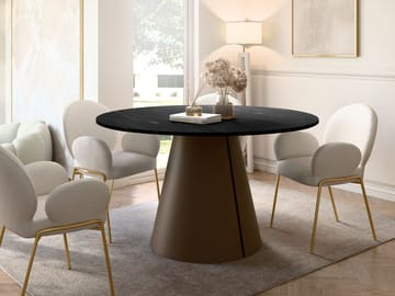 Aurion rundt spisebord med udtræk 120-196 cm - sort marmor og kobber - Møbler - Borde - Spisebord og køkkenbord