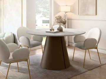 Aurion rundt spisebord med udtræk 120-196 cm - travertinbeige/kobber - Møbler - Borde - Spisebord og køkkenbord