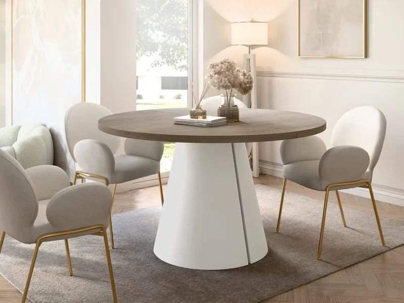 Aurion Spisebord rundt udtrækkeligt 100-174 cm - beige, lysebrun - Møbler - Borde - Spisebord og køkkenbord